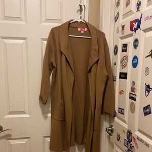 Women's light Brown Open Front Cardigan style long sweater